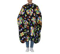 Cape de barbier professionnelle avec encolure réglable - Grande taille - Sensibilisation à l'autisme - Pièces de puzzle - Imprimé cœur - Pour homme, femme et enfant