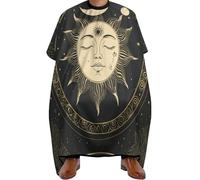 Cape de Barbier Tarot Magique Boho Vintage Soleil Lune Étoiles, Réglable Tablier de Barbier Portable Cape de Cheveux pour Couper Salon 140X168cm