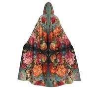 Cape de carnaval gothique avec imprimé fleurs et papillons pour bal masqué et événements cosplay