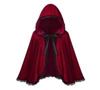 Cape de carnaval pour enfant - Cape festive théâtrale - Capuche - Fermeture à nœud - Accessoire de costume fantaisie - Aspect velours - Coupe courte - Cape médiévale pour fête costumée, Stil-b02