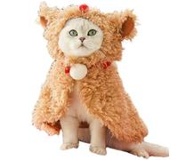 Cape de chat | Cape d'élan de chat pour Noël | Costume de renne de chiot de Noël en peluche, cape multifonctionnelle pour chien chaud d'hiver pour Noël, Nouvel An