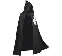 Cape de Chevalier Templier Médiéval Cape à Capuche Halloween Croisé Viking | Cape Longue des Hospitaliers Tunique de Templiers Renaissance Vintage pour Adulte Accessoire d’Halloween Cosplay Déguisement