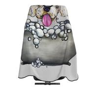 Cape De Cheveux Baignoire Avec Chiens Salle De Bain Chiens Cape De Salon De Coiffure Anti Statique Anti-Taches Tablier De Barbier, Pour Le Dyeing, Femme, Adultes, 140x168cm