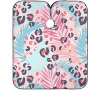 Cape De Cheveux Feuilles Tropicales Lumineuses Et Tache De Camouflage De Léopard De Dessin Animé Cape De Salon De Coiffure Réglable Coupe Cheveux, Pour Adultes, Femme, 140x168cm