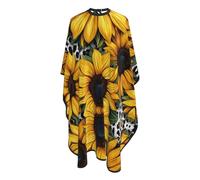Cape De Cheveux Imprimé Vache Vintage Années 80 Et Tournesols Barber Cape De Salon Professionnel Perméable À L'Air Anti-Taches Coupe Cheveux, Pour Adultes, Le Dyeing, Femme, 140x168cm