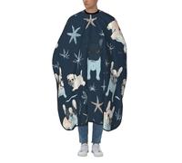 Cape De Coiffeur Adorables Bouledogues Français Et Étoiles De Mer Imperméable Capes De Barbier Antiadhésif Cape De Cheveux Pour Barbiers Coiffeurs 140X168Cm