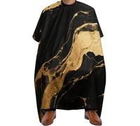 Cape De Coiffeur Black Marble Gold Texture Art Antiadhésif Cape De Cheveux Imperméable Capes De Barbier Pour Protection Du Vêtement Barbiers Unisexe 140X168Cm