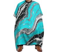 Cape De Coiffeur Blue Marble Teal Luxury Texture Art Antiadhésif Robe De Barbier Imperméable Capes De Barbier Pour Coiffeurs Protection Du Vêtement Studio Et Maison 140X168Cm