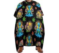 Cape De Coiffeur Chakra Du Soleil Yoga Méditation Alien Weedleaf Champignon À L'Œil Trippant Professionnelle Cape De Cheveux Salon Robe De Barbier Pour Barbiers Coiffeurs 140X168Cm