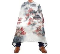 Cape De Coiffeur Chinese Landscape Painting Imperméable Cape De Cheveux Antiadhésif Capes De Coupe Pour Coiffeurs Protection Du Vêtement Barbiers 140X168Cm