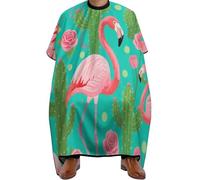 Cape De Coiffeur Cloth Tropical Pink Flamingo Flowers Cactus Art Professionnelle Capes De Barbier Antiadhésif Tablier De Coiffeur Pour Barbiers Unisexe Studio Et Maison 140X168Cm