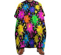 Cape De Coiffeur Colorful Splatter Color Art Antiadhésif Capes De Coupe Imperméable Robe De Barbier Pour Protection Du Vêtement Barbiers Coiffeurs 140X168Cm