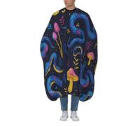 Cape De Coiffeur Fantasies Serpent Bleu Et Champignon Jaune Salon Cape De Cheveux Antiadhésif Robe De Barbier Pour Unisexe Protection Du Vêtement 140X168Cm