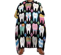 Cape De Coiffeur Funny Teeth Dental Art Antiadhésif Robe De Barbier Imperméable Capes De Barbier Pour Protection Du Vêtement Studio Et Maison Coiffeurs 140X168Cm