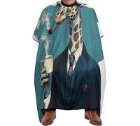 Cape De Coiffeur Giraffe With Pipe And Coffee Salon Capes De Coupe Imperméable Robe De Barbier Pour Studio Et Maison Protection Du Vêtement 140X168Cm
