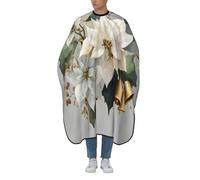 Cape De Coiffeur Holly Leaves With Three Golden Bells Imperméable Capes De Barbier Antistatique Capes De Coupe Pour Studio Et Maison Protection Du Vêtement Coiffeurs 140X168Cm