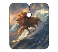 Cape De Coiffeur Lion Surfing On The Sea Cape De Cheveux Professionnelle Capes De Coupe Imperméable Robe De Barbier Pour Coiffeurs Barbiers Unisexe 140X168Cm