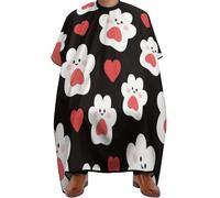 Cape De Coiffeur Paw Prints Hearts On Black Antiadhésif Capes De Coupe Imperméable Robe De Barbier Pour Studio Et Maison Protection Du Vêtement Unisexe 140X168Cm