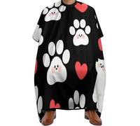 Cape De Coiffeur Paw Prints Hearts On Black Antiadhésif Tablier De Coiffeur Salon Robe De Barbier Pour Coiffeurs Unisexe Protection Du Vêtement 140X168Cm