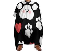 Cape De Coiffeur Paw Prints Hearts On Black Professionnelle Cape De Cheveux Salon Capes De Coupe Pour Barbiers Coiffeurs Unisexe 140X168Cm