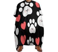 Cape De Coiffeur Paw Prints Hearts On Black Professionnelle Robe De Barbier Antistatique Cape De Cheveux Pour Barbiers Coiffeurs Studio Et Maison 140X168Cm