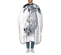 Cape De Coiffeur Spooky Skull Black Vase With Roses Halloween Capes De Barbier Antiadhésif Capes De Coupe Imperméable Tablier De Coiffeur Pour Barbiers Protection Du Vêtement Unisexe 140X168Cm