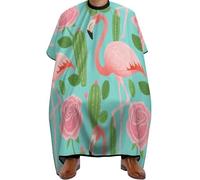 Cape De Coiffeur Tropical Pink Flamingo Flowers Cactus Art Imperméable Robe De Barbier Professionnelle Capes De Barbier Pour Protection Du Vêtement Coiffeurs Unisexe 140X168Cm