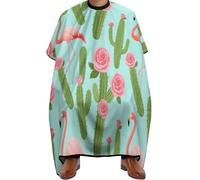 Cape De Coiffeur Tropical Pink Flamingo Flowers Cactus Art Professionnelle Robe De Barbier Imperméable Capes De Coupe Pour Unisexe Protection Du Vêtement Barbiers 140X168Cm