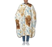 Cape De Coiffeur Vache Des Highlands Sereine Parmi Les Fleurs Sauvages Salon Robe De Barbier Professionnelle Capes De Barbier Pour Protection Du Vêtement Unisexe 140X168Cm