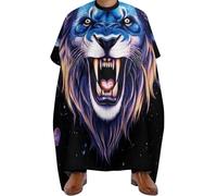 Cape de Coiffure Art du lion cool et trippant du roi des animaux de l'espace, Réglable Capes de Salon de Coiffure nettoyage facile Cape de Coupe de Cheveux pour Hommes Femmes 140X168cm