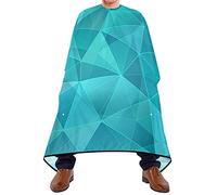 Cape De Coiffure Triangle Géométrique Bleu Sarcelle Cape De Salon De Coiffure Anti-Taches Perméable À L'Air Coupe Cheveux, Pour Le Dyeing, Femme, Adultes, 140x168cm