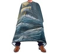 Cape De Coiffure Vieux Navire En Pleine Tempête Barber Cape De Salon Professionnel Réglable Anti-Taches Coupe Cheveux, Pour Adultes, Femme, Le Dyeing, 140x168cm