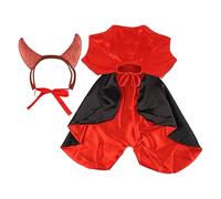Cape De Compagnie Colorée avec Corne - Vampire Cat Cloak | Halloween Dog Cat Devil Cape | Costumes De Chiens Gothiques Halloween Réglables | Robe De Cosplay Drôle De Chien | Dog Vampire Devil Costume