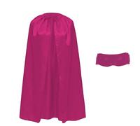 Cape de costume satinée avec masque pour enfants et adultes, 140 cm, cape de super-héros avec masque pour les yeux Halloween, cosplay, carnaval avec ruban réglable unisexe (fuchsia)