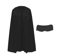 Cape de costume satinée avec masque pour enfants et adultes, 140 cm, cape de super-héros avec masque pour les yeux Halloween, cosplay, carnaval avec ruban réglable unisexe (noir)