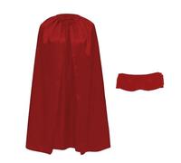 Cape de costume satinée avec masque pour enfants et adultes 90 cm, cape de super-héros avec masque pour les yeux Halloween Cosplay carnaval avec ruban réglable unisexe (rouge)