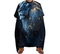 Cape de Coupe Art trippant du lion de l'espace, roi des animaux, Imperméable Tablier de Coiffure Professionnelle Cape de Barbier pour Adultes Hommes 140X168cm