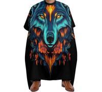 Cape de Coupe Art trippant du renard bleu, Pliable Tablier de Barbier Antistatique Cape de Barbier pour Coiffeurs Hommes 140X168cm