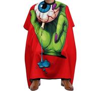 Cape de Coupe de Cheveux Art abstrait de zombie, globe oculaire vert, main rouge, Pliable Tablier de Coiffure Portable Cape de Coupe pour Adultes Adolescents 140X168cm