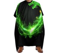 Cape de Coupe de Cheveux Dragon de feu vert et de flammes noires, Réglable Capes de Salon de Coiffure Pliable Cape de Cheveux pour Adolescents Coiffeurs 140X168cm