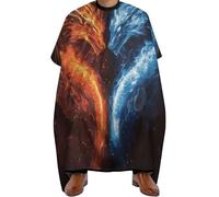 Cape de Coupe de Cheveux Dragon Rouge Bleu Glace Feu Flamme, Portable Tablier de Barbier nettoyage facile Cape de Coupe pour Salon Couper 140X168cm
