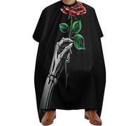 Cape de Coupe de Cheveux Main de squelette de crâne gothique noir tenant une rose rouge, Portable Capes de Salon de Coiffure Antistatique Cape de Cheveux pour Adultes Adolescents 140X168cm