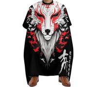 Cape de Coupe de Cheveux Masque Kitsune japonais, art du renard, Antistatique Tablier de Barbier Professionnelle Cape de Coiffure pour Coiffeurs Femmes 140X168cm
