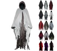 Cape de fantôme d'Halloween avec capuche - Costume de faucheuse effrayante pour adulte - Costume de cosplay pour homme et femme - Mariée fantôme effrayante - Déguisement de zombie vampire, 4 café