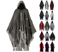 Cape de fantôme d'Halloween avec capuche - Costume de faucheuse effrayante pour adulte - Costume de cosplay pour homme et femme - Mariée fantôme effrayante - Déguisement de zombie vampire, 3-Gris