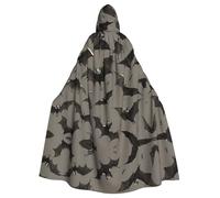 Cape de fête d'Halloween avec chauve-souris grise pour adulte - Robe de magicien à capuche élégante sur le thème de la citrouille