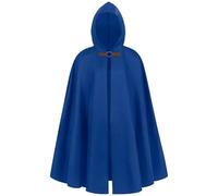 Cape de la Renaissance à capuche - En velours médiéval - Pour homme et femme - Costume d'Halloween - Pour le passe-temps - Bleu - Taille M
