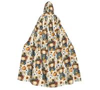 Cape de magicien à capuche pour homme et femme, imprimé citrouille, épouvantail, sorcière, avec capuche, pour Halloween, noir