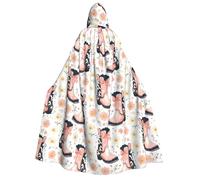 Cape de magicien avec capuche pour homme et femme - Bottes de cowboy à nœud Q Print Witch Cape de vampire à capuche, costumes d'Halloween, noir