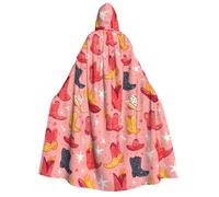 Cape de magicien avec capuche pour homme et femme - Bottes de cowboy rouges vintage imprimées sorcière cape de vampire à capuche, costumes d'Halloween